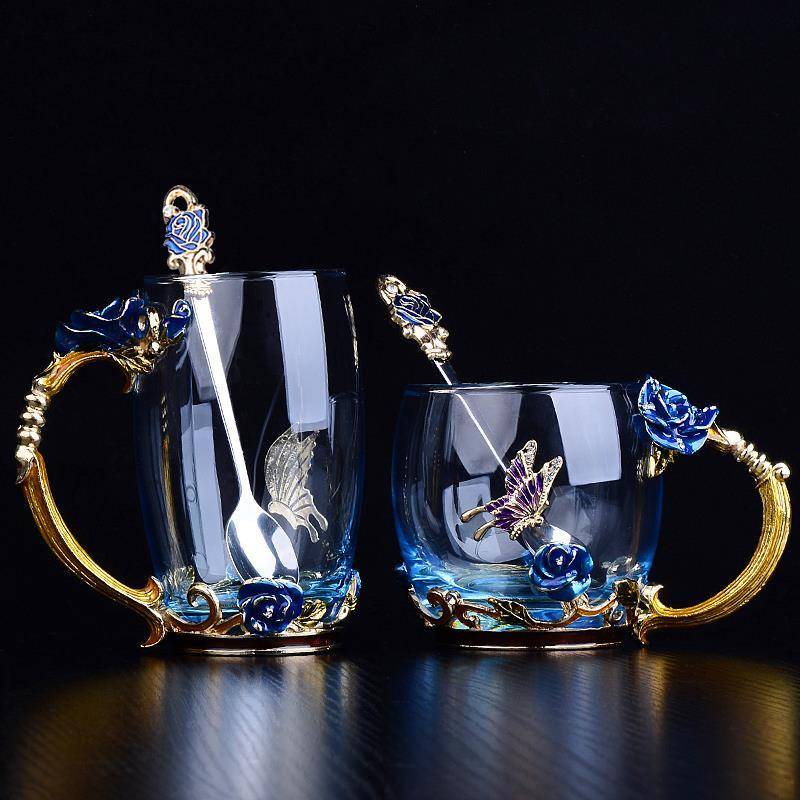 Handmade Beauty And Novelty Enamel Cup Home Goods Color : Gold/Blue Handmade Beauty And Novelty Enamel Cup Home Goods Color : Gold/Blue