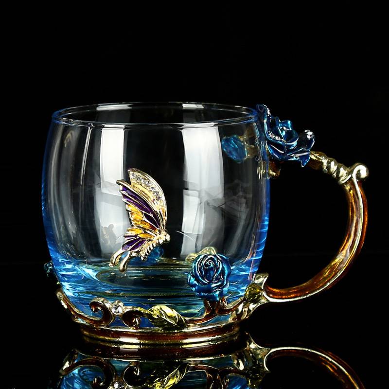 Handmade Beauty And Novelty Enamel Cup Home Goods Color : Gold/Blue Handmade Beauty And Novelty Enamel Cup Home Goods Color : Gold/Blue