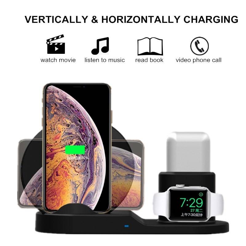 3-in-1 Wireless Charging Dock Station Phone Accessories Color : White|Black 3-in-1 Wireless Charging Dock Station Phone Accessories Color : White|Black