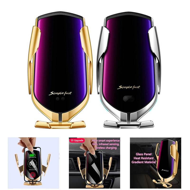 Smart Induction Car Phone Holder With Wireless Charger Phone Accessories Color : Gold |Silver Smart Induction Car Phone Holder With Wireless Charger Phone Accessories Color : Gold |Silver