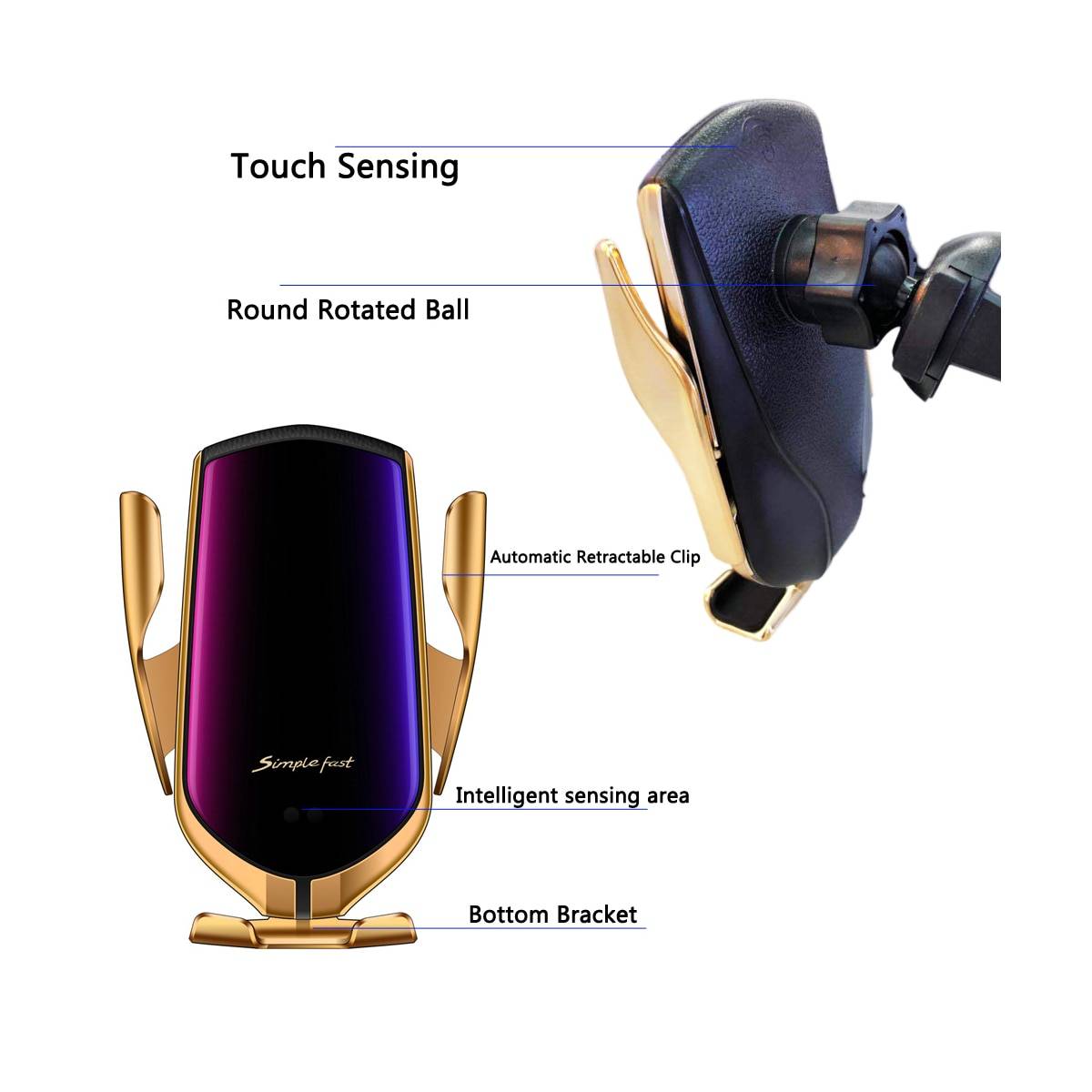 Smart Induction Car Phone Holder With Wireless Charger Phone Accessories Color : Gold |Silver Smart Induction Car Phone Holder With Wireless Charger Phone Accessories Color : Gold |Silver