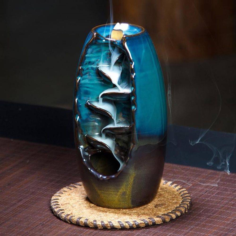 Mountain River Handicraft Incense Holder Home Goods Color : Blue|Brown Mountain River Handicraft Incense Holder Home Goods Color : Blue|Brown
