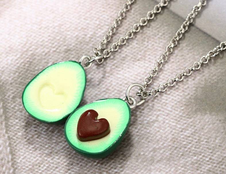 Avocado Pendant Heart Best Friend Necklace Jewelry Color : Green|Green/Brown Avocado Pendant Heart Best Friend Necklace Jewelry Color : Green|Green/Brown