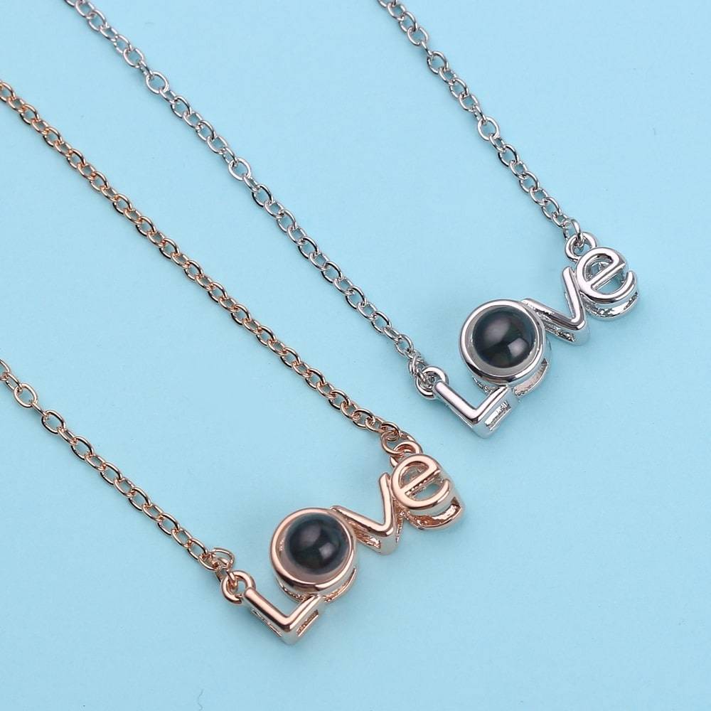 Metal “I Love You” Phrase Projection Pendant Necklace Jewelry Type : 1|2|3|4|5|6|7|8|9|10|11|12|13|14|15|16|17|18|19|20|21|22 Metal