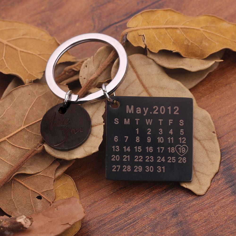 Personalized Love Calendar Keychain Jewelry Color : Silver|Gold|Rose gold|Black Personalized Love Calendar Keychain Jewelry Color : Silver|Gold|Rose gold|Black