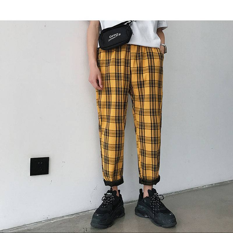 Streetwear Casual Plaid Joggers Apparel Color : Gray/Black|Yellow|Brown|Beige|Gray Streetwear Casual Plaid Joggers Apparel Color : Gray/Black|Yellow|Brown|Beige|Gray