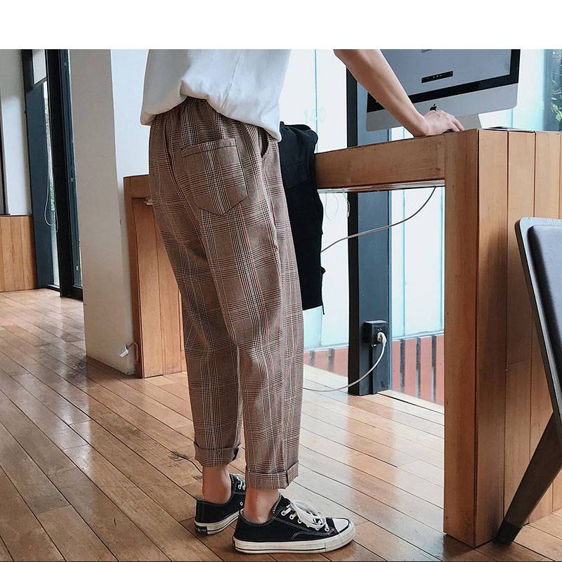 Streetwear Casual Plaid Joggers Apparel Color : Gray/Black|Yellow|Brown|Beige|Gray Streetwear Casual Plaid Joggers Apparel Color : Gray/Black|Yellow|Brown|Beige|Gray