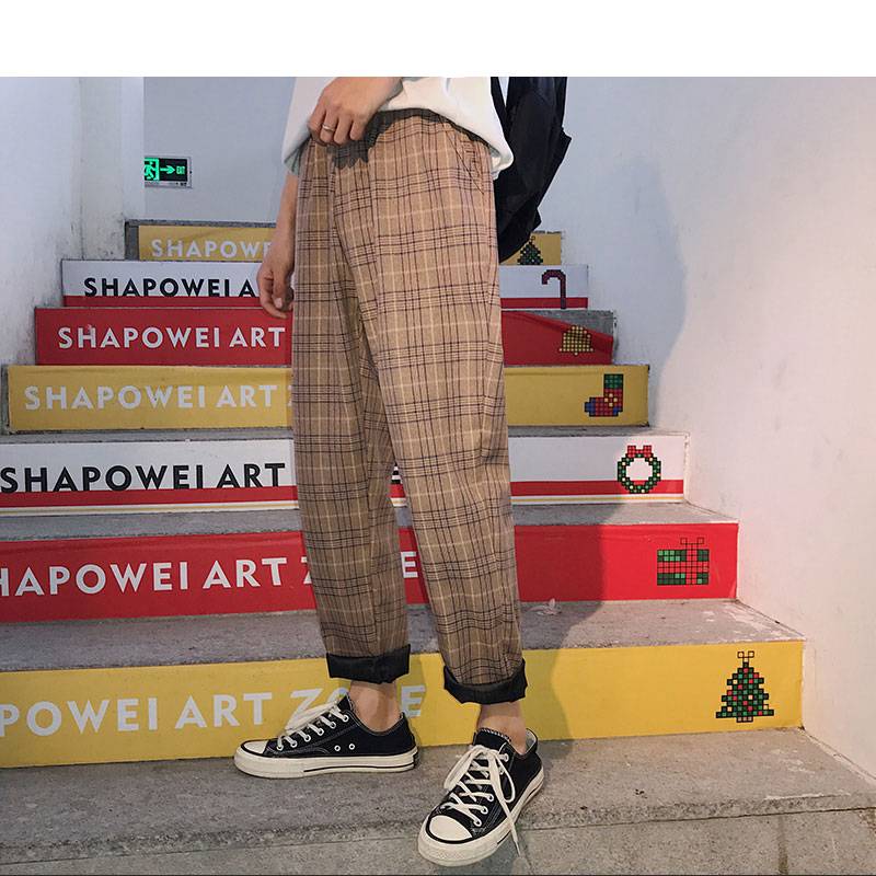 Streetwear Casual Plaid Joggers Apparel Color : Gray/Black|Yellow|Brown|Beige|Gray Streetwear Casual Plaid Joggers Apparel Color : Gray/Black|Yellow|Brown|Beige|Gray