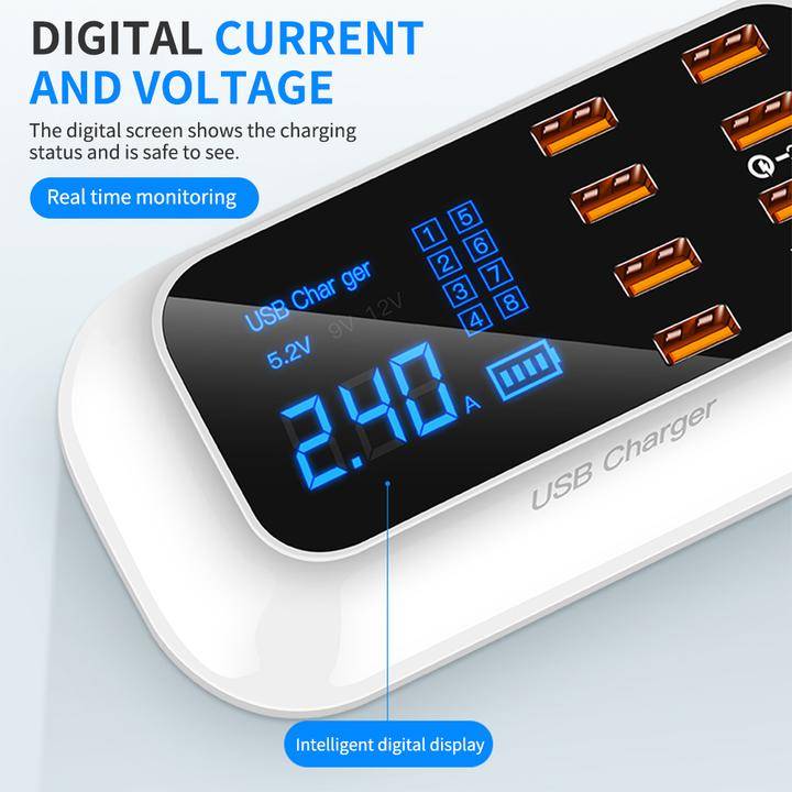 8 Ports Quick USB Charger 3.0 Led Display Phone Accessories Type : EU Plug|US Plug|AU Plug|UK Plug 8 Ports Quick USB Charger 3.0 Led Display Phone Accessories Type : EU Plug|US Plug|AU Plug|UK Plug