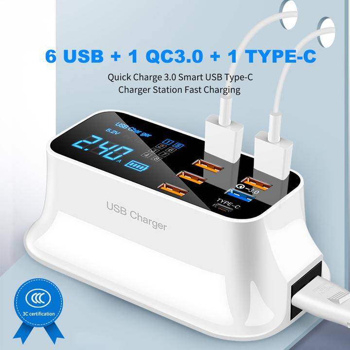 8 Ports Quick USB Charger 3.0 Led Display Phone Accessories Type : EU Plug|US Plug|AU Plug|UK Plug 8 Ports Quick USB Charger 3.0 Led Display Phone Accessories Type : EU Plug|US Plug|AU Plug|UK Plug
