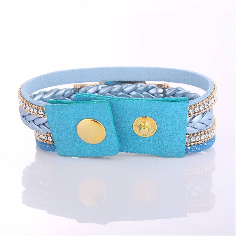 Diamonds Round Watch Style Braided Bracelet for Women