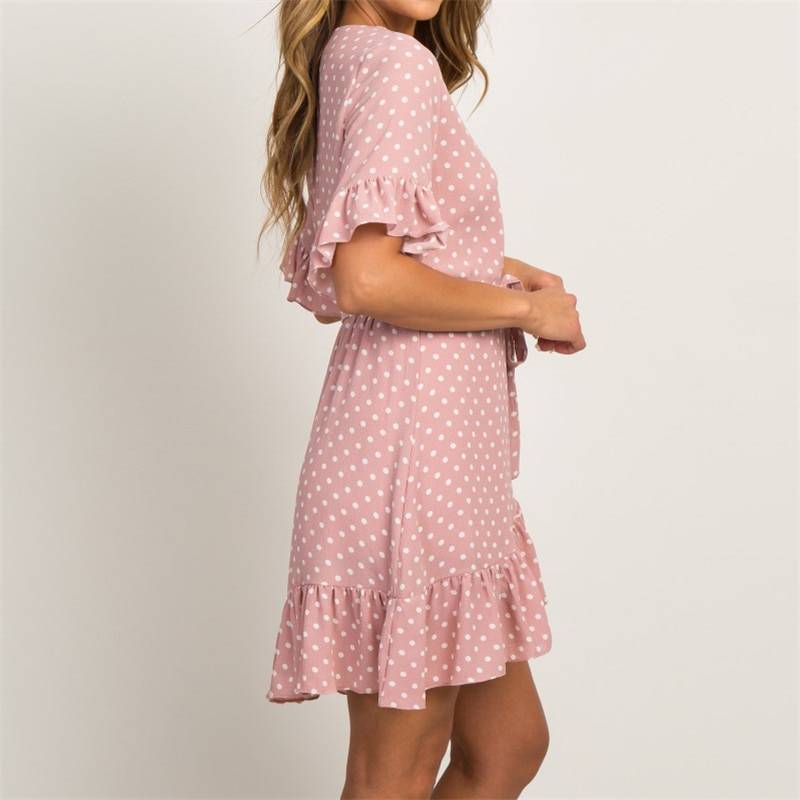 Polka Dot Summer Dress Color : Black|Brown|Pink|Navy Blue Polka Dot Summer Dress Color : Black|Brown|Pink|Navy Blue