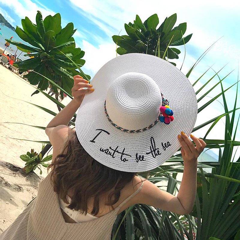 Summer Colorful Embroidery Beach Women’s Hat Color : Khaki|Beige|White|Pink Summer Colorful Embroidery Beach Women's Hat Color : Khaki|Beige|White|Pink