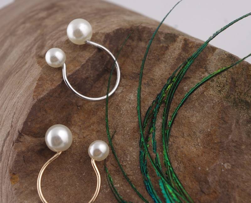 Stylish Fashion Big Pearl Adjustable Rings For Women