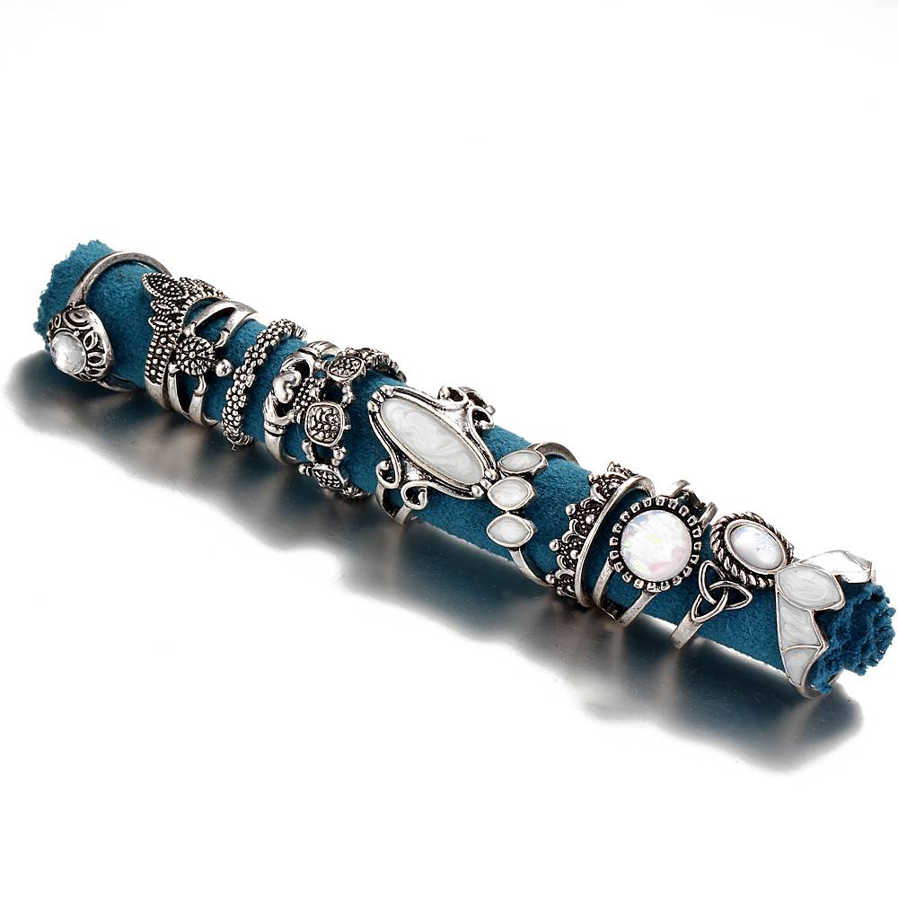 Fashion Boho Silver Plated Women's Rings Set Quantity : 12 Pcs Fashion Boho Silver Plated Women's Rings Set Quantity : 12 Pcs