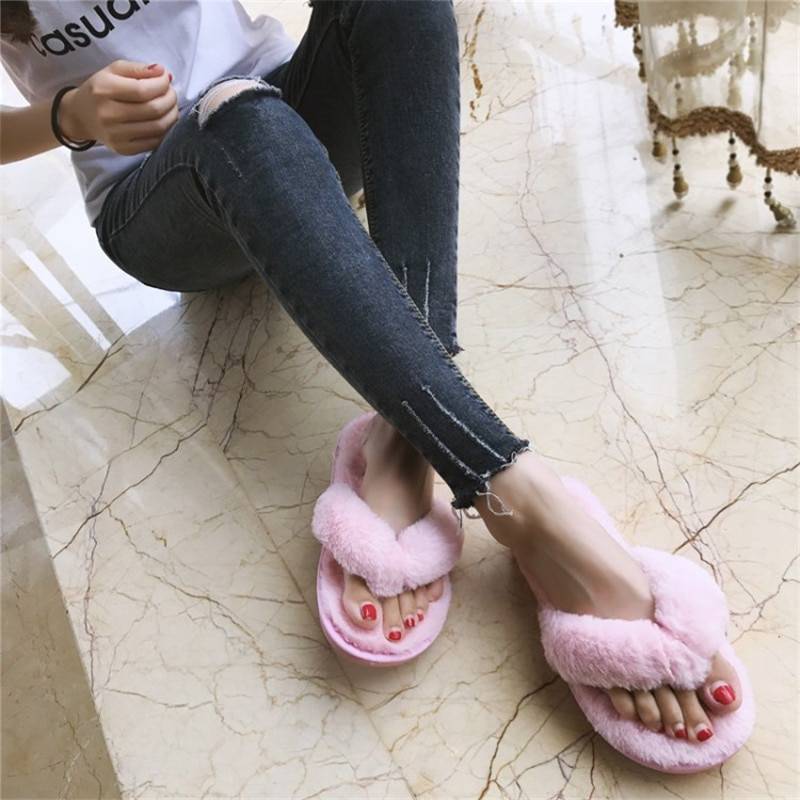 Women's Fur Strap Slippers Color : Beige|Deep Blue|Black|Gray|Army Green|Pink|Peach Women's Fur Strap Slippers Color : Beige|Deep Blue|Black|Gray|Army Green|Pink|Peach
